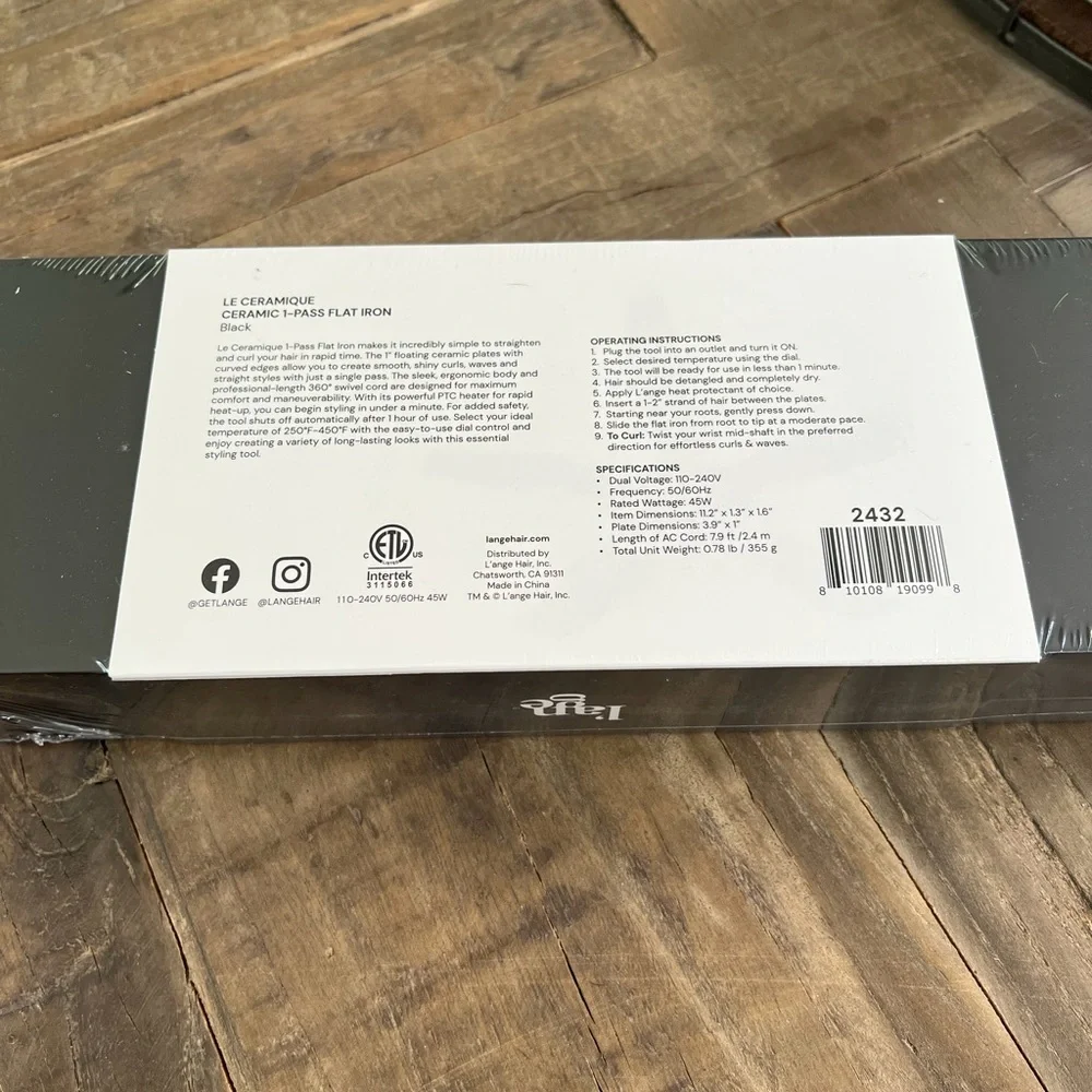NIB L’ange Le Ceramique 1 pass flat iron